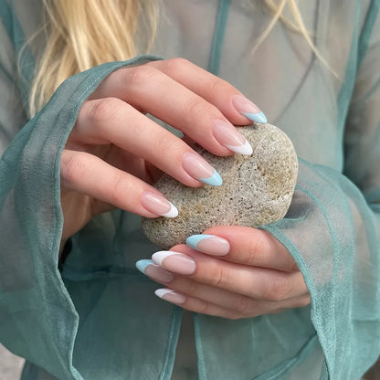Shoreline French | Two-Tone French Medium Almond Press On Nails