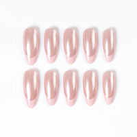 Modern Daily Soft Glow Almond Medium Press on nail - Iridescent French Tip Elegance