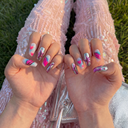Starlight Lip Crush | Electric Heartbeat Long Special Press-On Nails