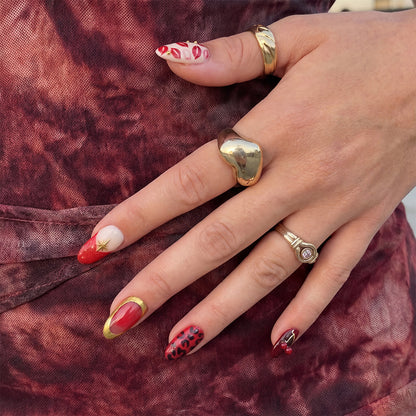 Sunset Lip Lock | Bordeaux Kiss Medium Almond Press-On Nails