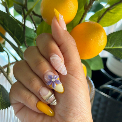 Sunset Spritz Petals | Creamy Petals Almond Long Press-On Nails