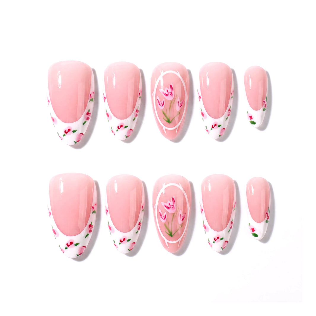 Tulip French | Nude Porcelain Medium Almond Press On Nails