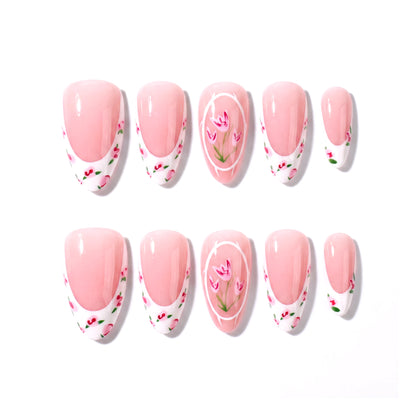 Tulip French | Nude Porcelain Medium Almond Press On Nails