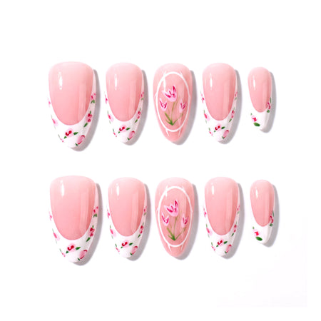 Tulip French | Nude Porcelain Medium Almond Press On Nails