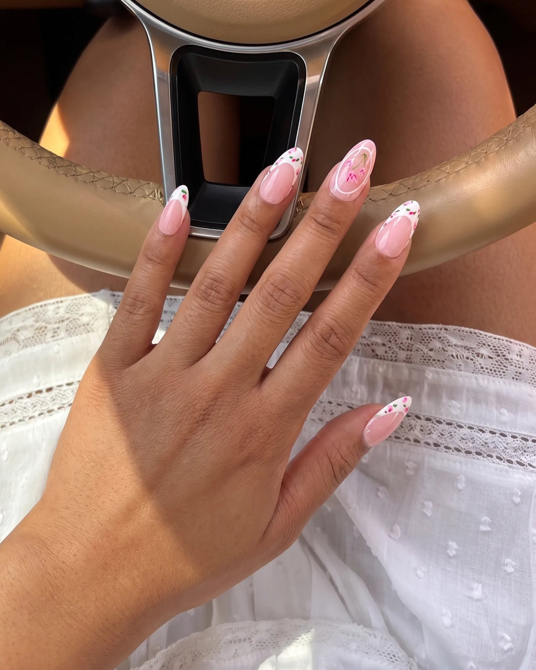 Tulip French | Nude Porcelain Medium Almond Press On Nails