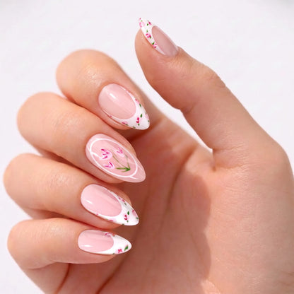 Tulip French | Nude Porcelain Medium Almond Press On Nails