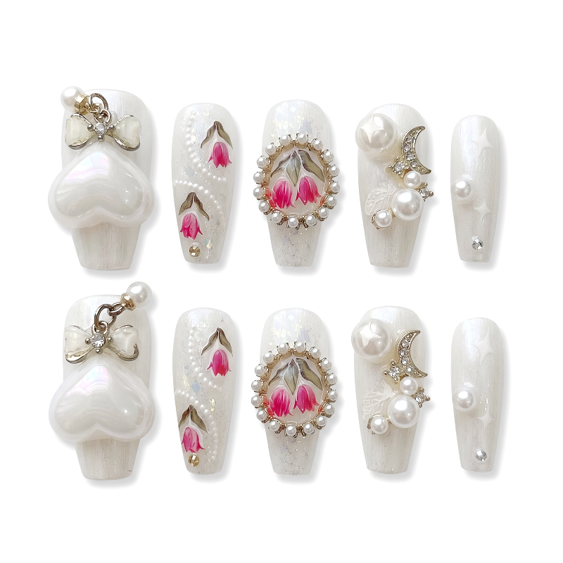 Victorian Spring | Veiled Rose Masque Almond Medium Press on nail
