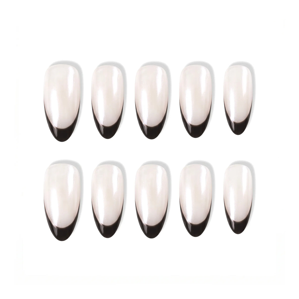 Pearl Noir | Velvet Glaze French Almond Medium Press on nail