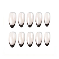 Pearl Noir | Velvet Glaze French Almond Medium Press on nail