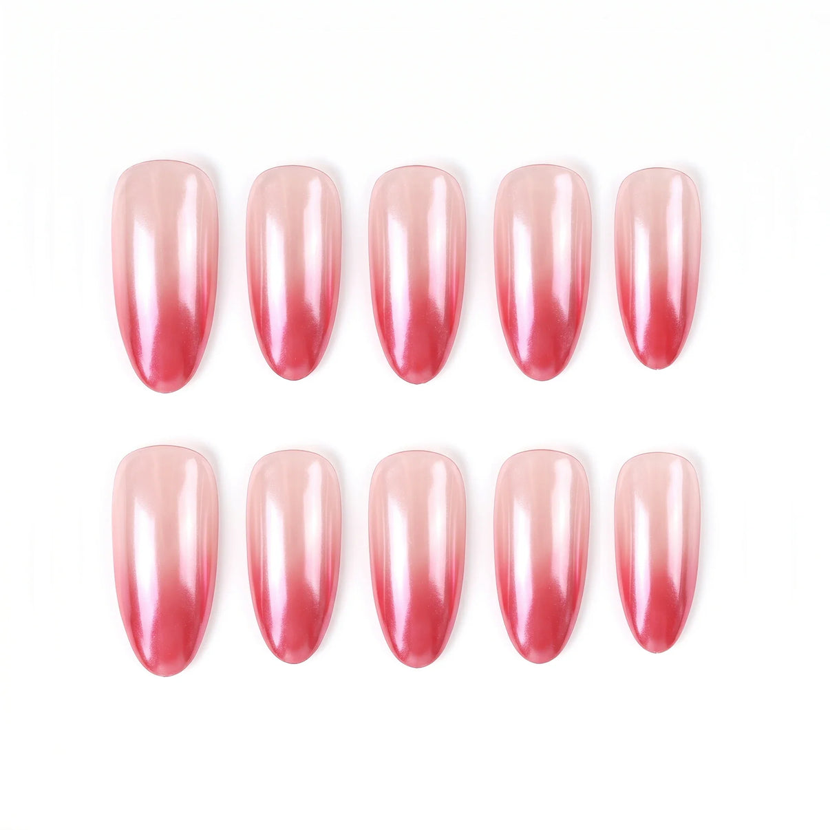 Everyday Chic Velvet Shine Almond Medium Press on nail - Red Gradient Glossy Finish