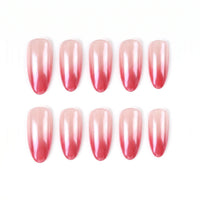 Everyday Chic Velvet Shine Almond Medium Press on nail - Red Gradient Glossy Finish