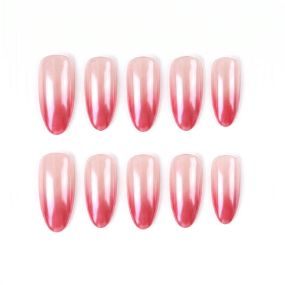 Everyday Chic Velvet Shine Almond Medium Press on nail - Red Gradient Glossy Finish