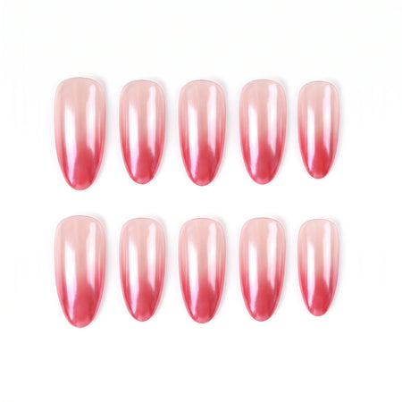 Everyday Chic Velvet Shine Almond Medium Press on nail - Red Gradient Glossy Finish