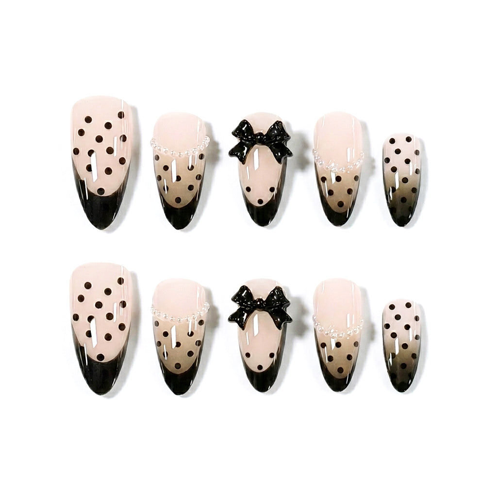 Midnight Masquerade | Velvet Veil Almond Medium Press on nail