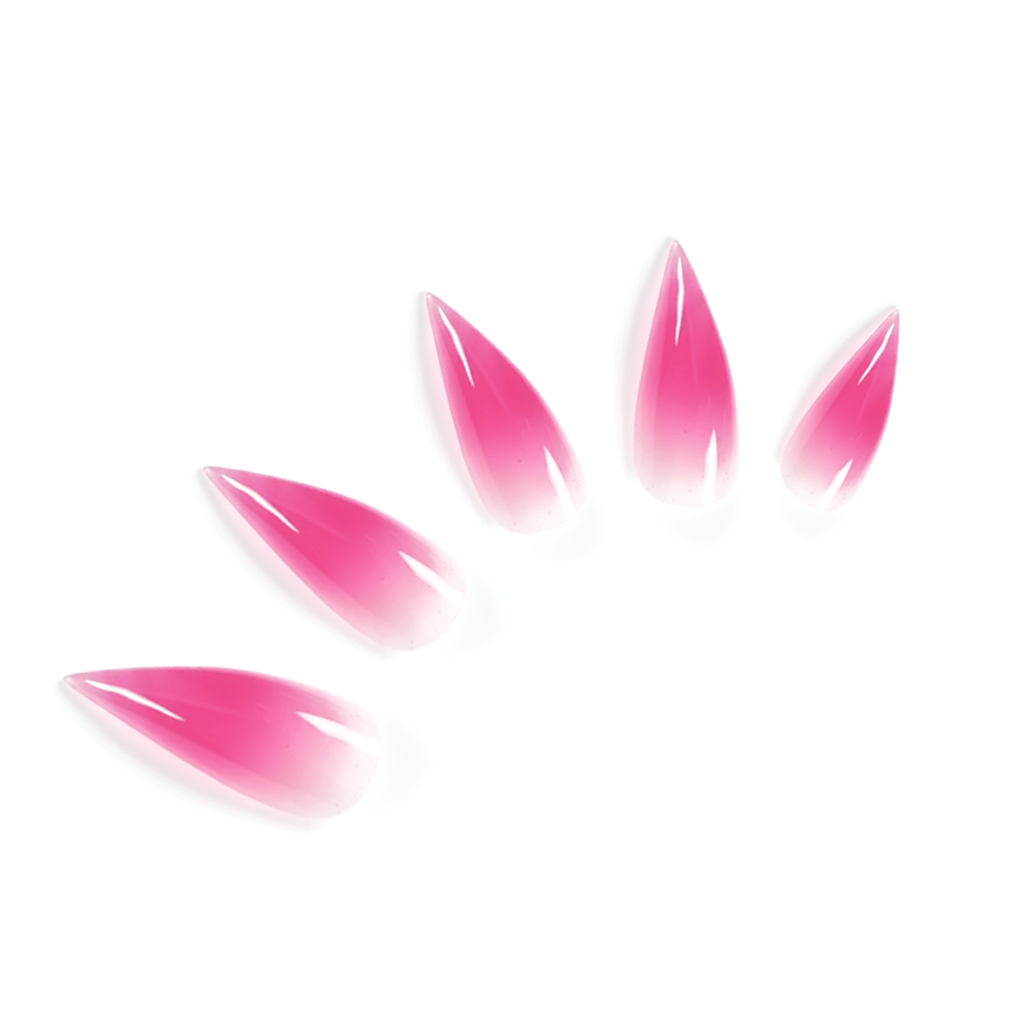 Cherry Pink Cat Paw almond medium handcrafted press-on nails — front view | GlossyMuse