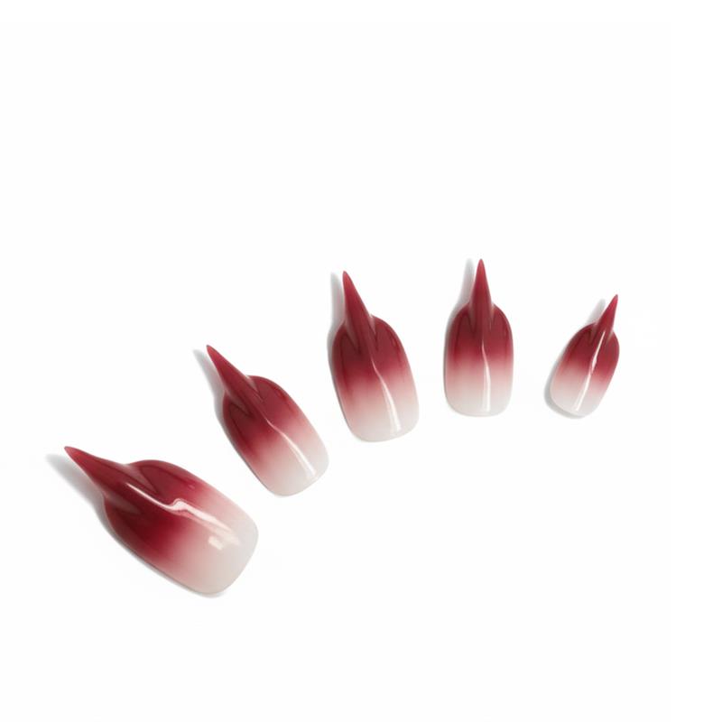 Bloody French Cat Claw cat-claw medium handcrafted press-on nails — front view | GlossyMuse