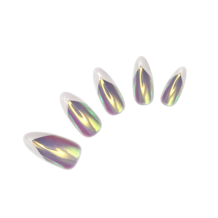 Iridescent Aurora French | Glazy Almond Medium Press on nail