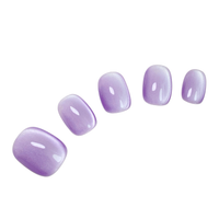 Amethyst Cat-Eye Short Round purple press on nails