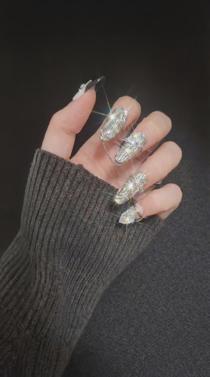 Rebel Noir Nail Ring Set (4pcs)
